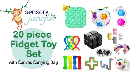 20 pc Fidget Toy Set - with Canvas Carrying Bag